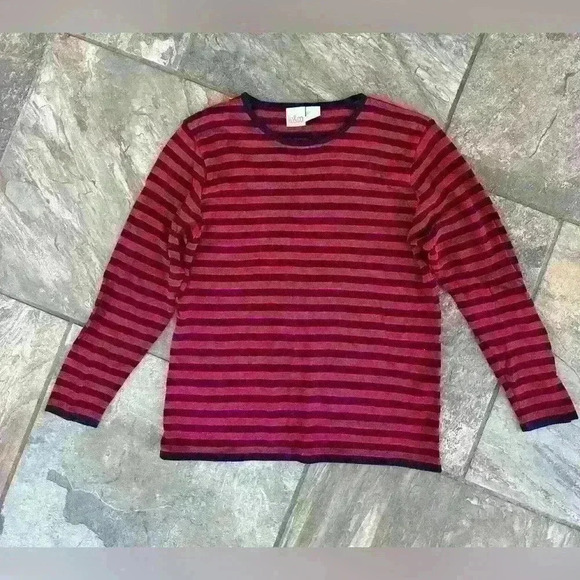 Vintage Lightweight Red and Blue Striped Sweater Size Small - Picture 2 of 6